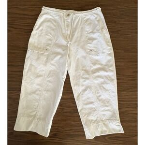 Lauren Jeans Co Ralph Lauren White Capri Pants Women's 14 Cotton Drawstring EUC